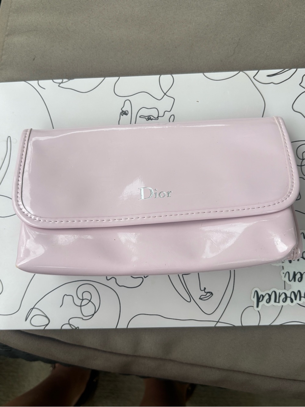 Dior Beauty Light Pink Patent Fold-Over Cosmetic Pouch